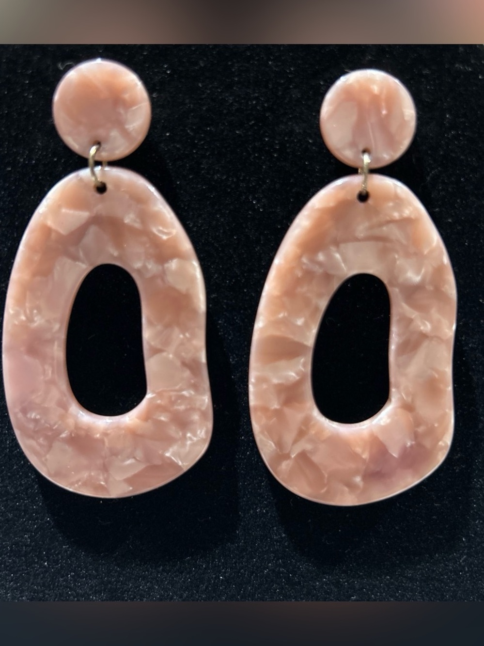 Pink Resin Open Teardrop Drop Earrings - Unbranded